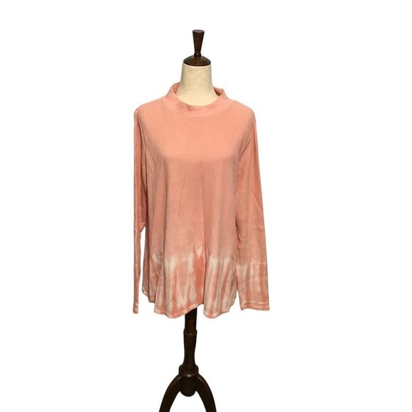 Wonderly XXL Orange Waffle Print Split Back Top - Picture 1 of 7